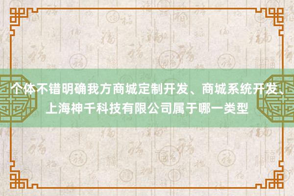 个体不错明确我方商城定制开发、商城系统开发、上海神千科技有限公司属于哪一类型